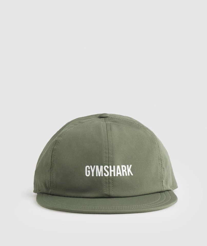 Gymshark Flat Peak Caps Olive | CA 1AD573